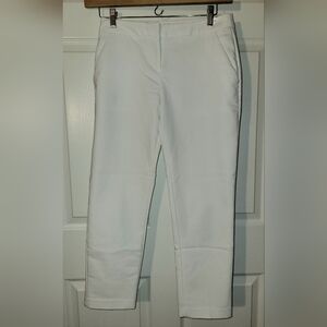 Atelier Luxe Boutique White Size 8 Tapered Cotton Blend Ankle Pants